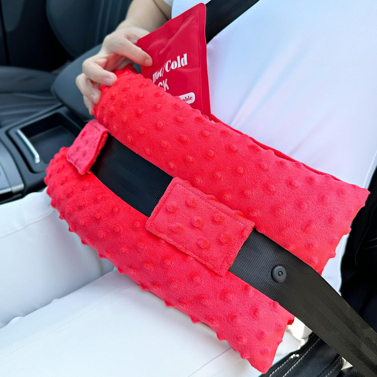 Hysterectomy Seatbelt Pillow Post Abdominal Surgery Myomectomy Pillows with Pocket for Ice/Hot Packs Breast Reduction Belly Incision Tummy Tuck C-Section Recovery Patients Gifts Minky Dot Light Gray