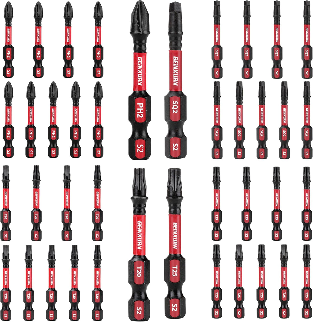 Geinxurn 82Pieces Impact Screwdriver Bits Set, Magnetic S2 Steel Phillips/Square/Torx/Hex Insert Power Bits Tips with Impact Bit Holder and Impact Nut Driver and Mini Wrench