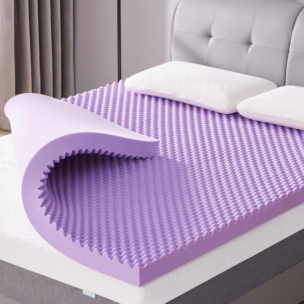 SINWEEK 2 Inch Egg Crate Memory Foam Mattress Topper Twin Size, Soft Mattress Pad for Back Pain Relief, Bed Topper, CertiPUR-US Certified