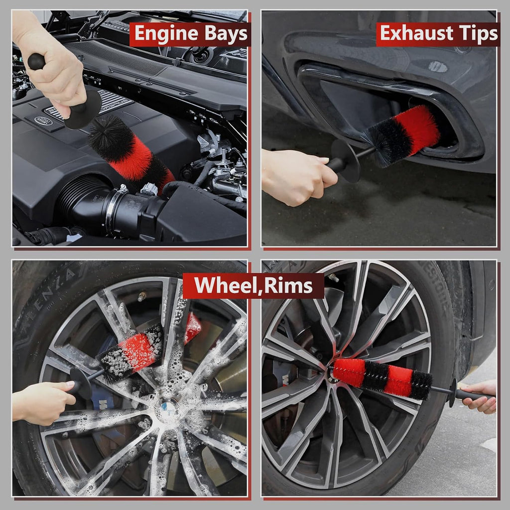Fitosy Wheel Rim Brush, Soft Bristle Long Car Tire Washing Tool