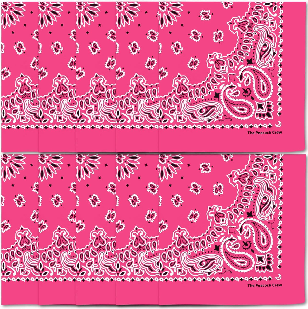 The Peacock Crew Premium Soft Cotton Bandanas Pack for Men and Women Paisley 22 x 22 inches