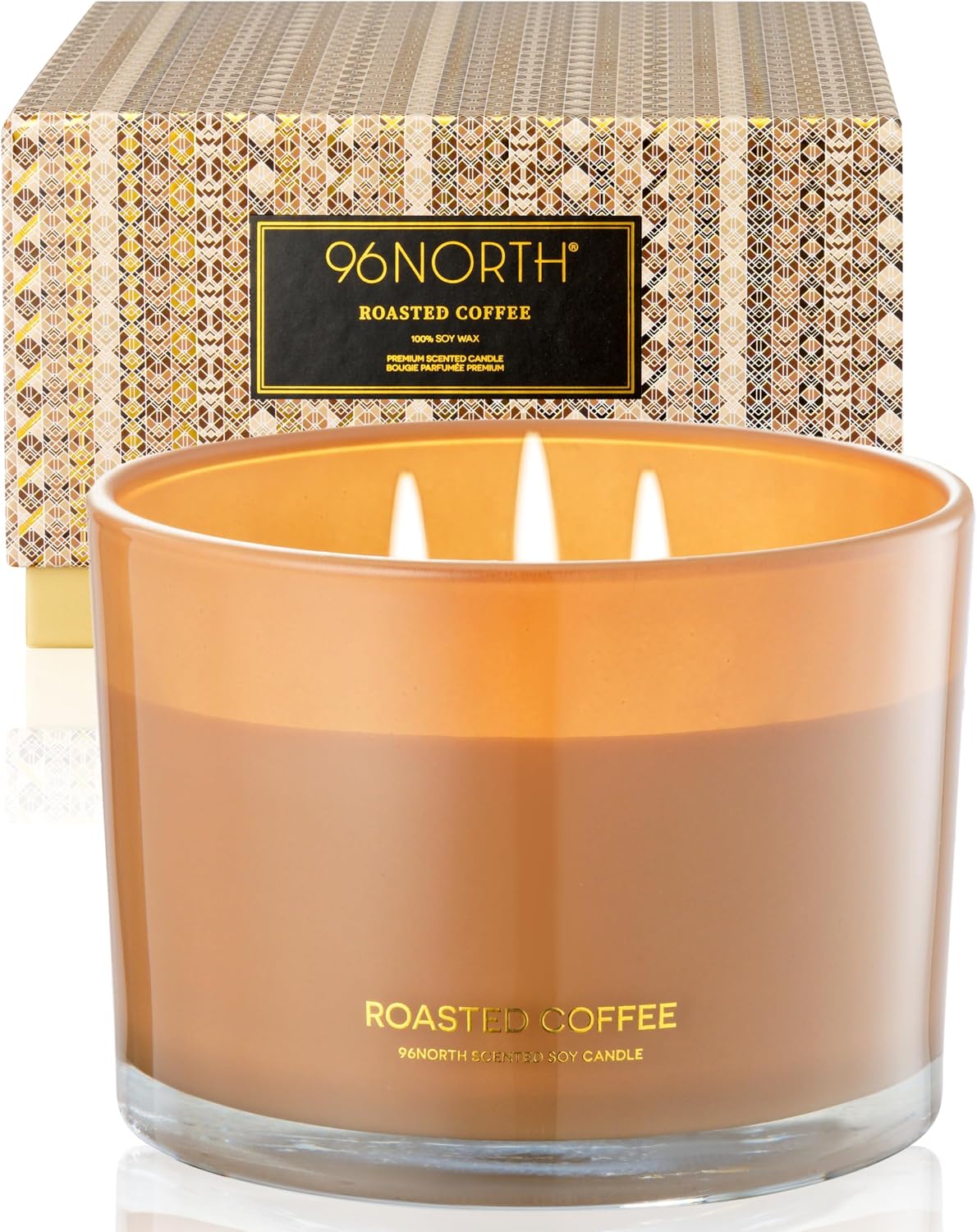96NORTH Luxury Vanilla Soy Candles | Large 3 Wick Jar Candle | Up to 50 Hours Burning Time | 100% Natural Soy Wax | Relaxing Aromatherapy Aesthetic Candle | Housewarming Gift for Men and Women