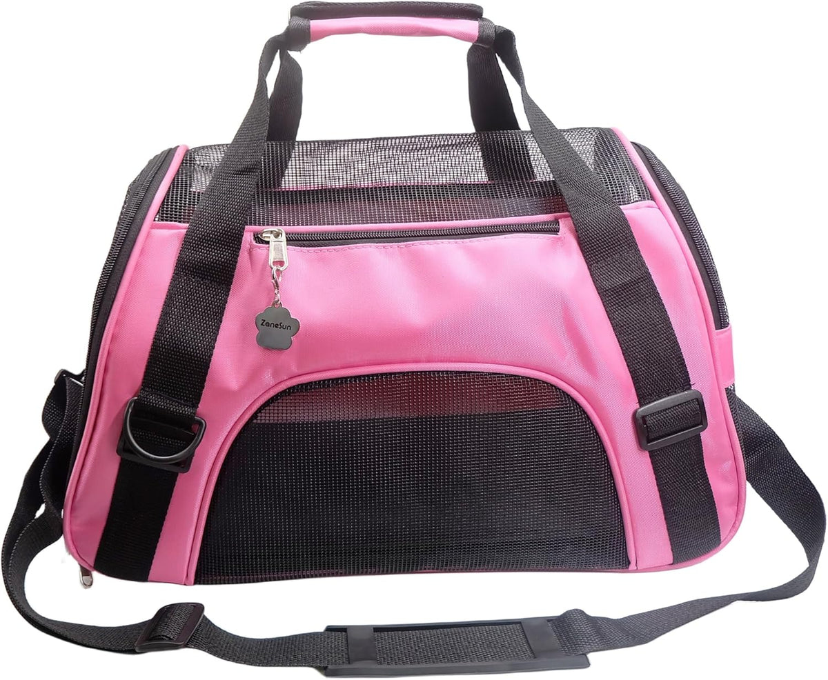 ZaneSun Cat Carrier,Soft-Sided Pet Travel Carrier for Cats,Dogs Puppy Comfort Portable Foldable Pet Bag Airline Approved (Small Blue)