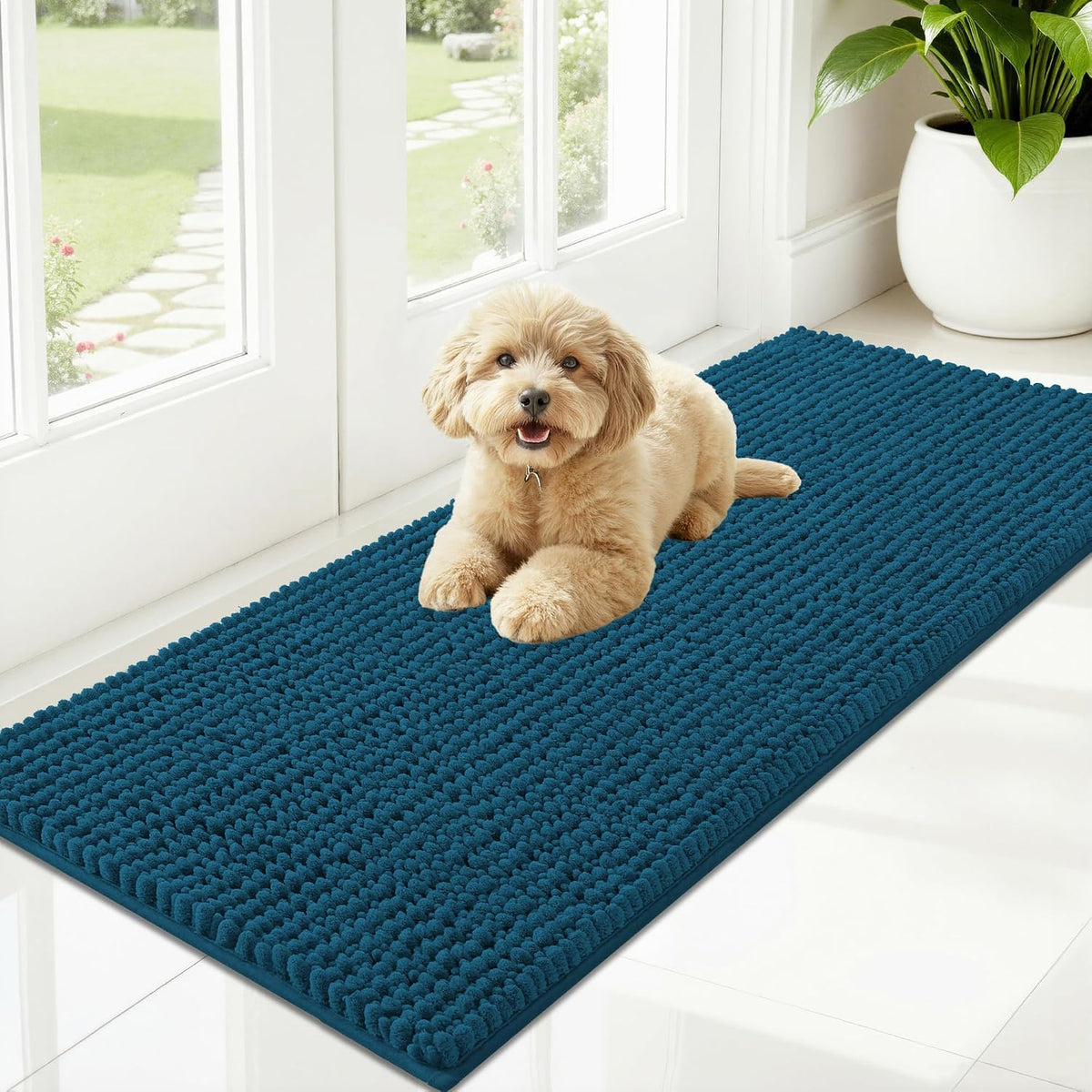 OLANLY Dog Door Mat for Muddy Paws 30x20, Extra Absorbent Chenille Mud Mat