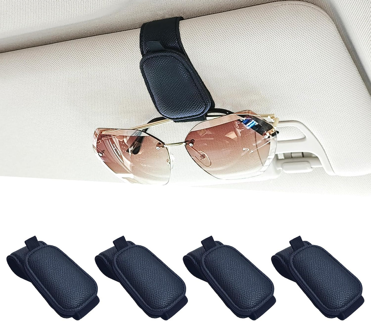 Yuoyar 2 Packs Magnetic Sunglass Holder for Car Visor (Grey)