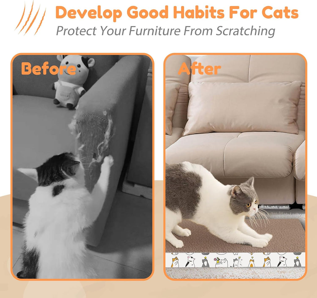 PatiencET Cat Scratch Pad with Box, 4 Pack Cardboard Scratcher Lounge Bed