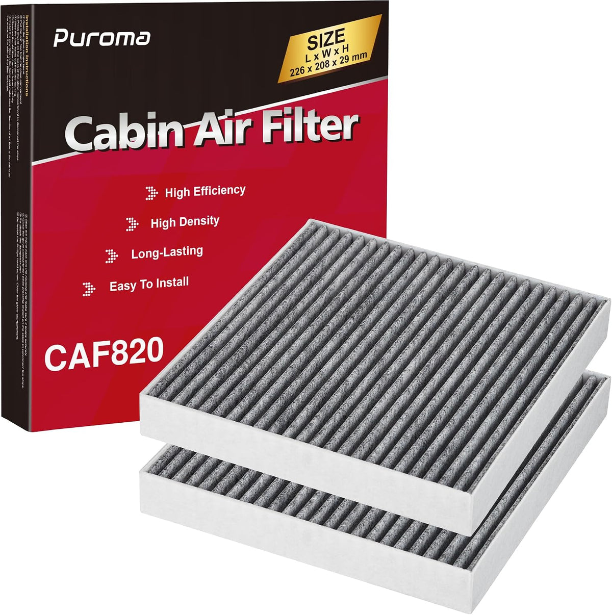 Puroma 1 Cabin Air Filter Activated Carbon for CF12820 Hyundai KIA Genesis