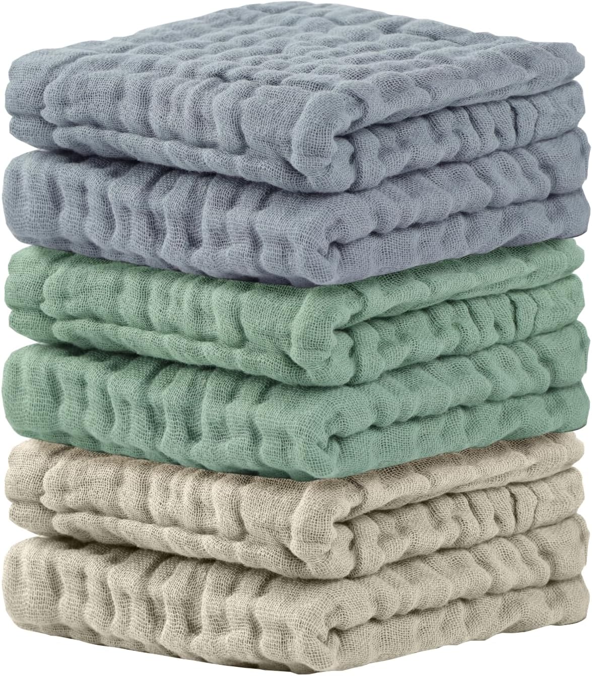 Cuddle Campus 6 Pack Muslin Baby Washcloths, Burp & Wash Cloths for Babies