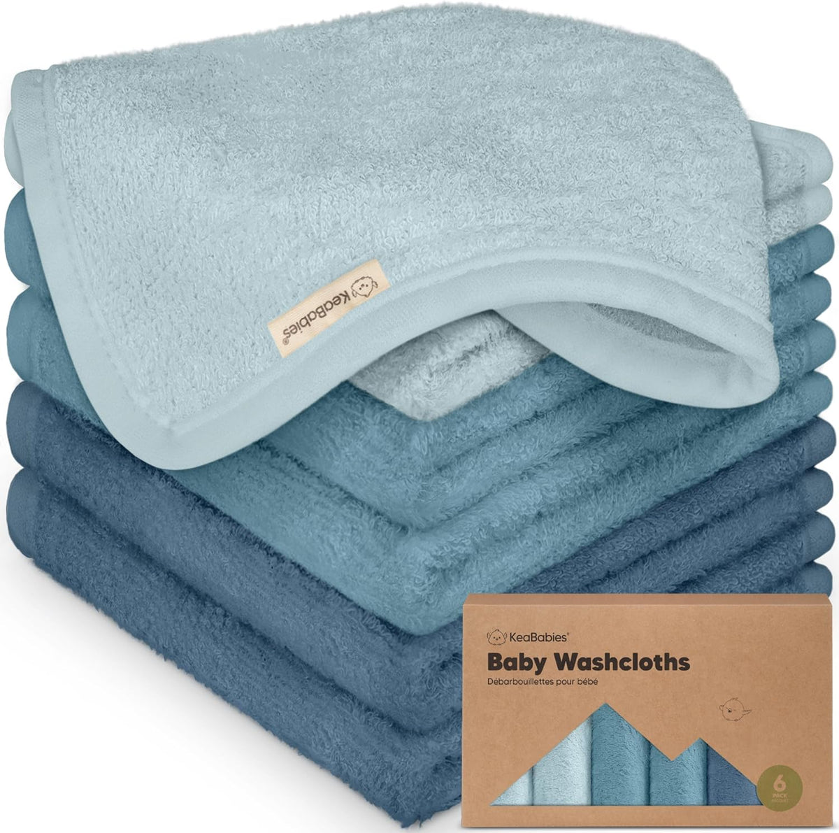 6-Pack Baby Washcloths, Soft Absorbent Washcloths for Face, Body (White)