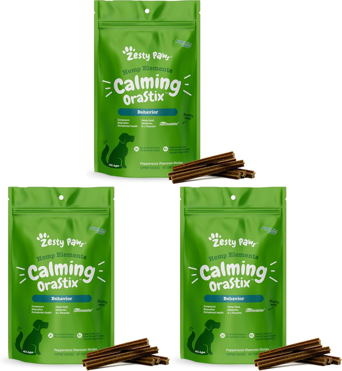 Zesty Paws OraStix Dog Calming Dental Sticks - Peppermint, 25 oz