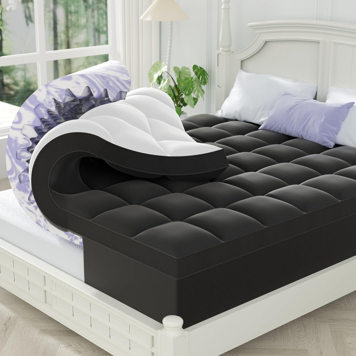 ChiXpace Dual Layer 4 Inch Memory Foam Mattress Topper Queen