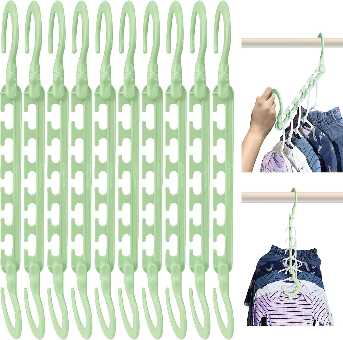 Wonder Hanger Max Space Saving Closet Hangers, 10-Pack, 360° Swivel, Grey