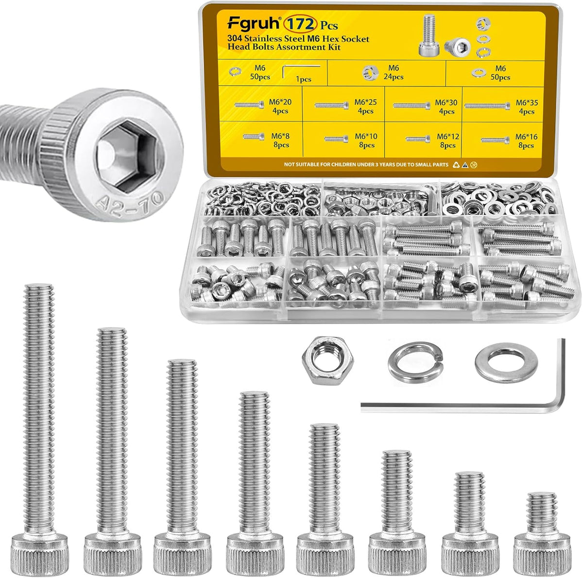 750PCS M3 Hex Socket Screw Assortment Kit,M3x6/8/10/12/16/20/25/30 mm