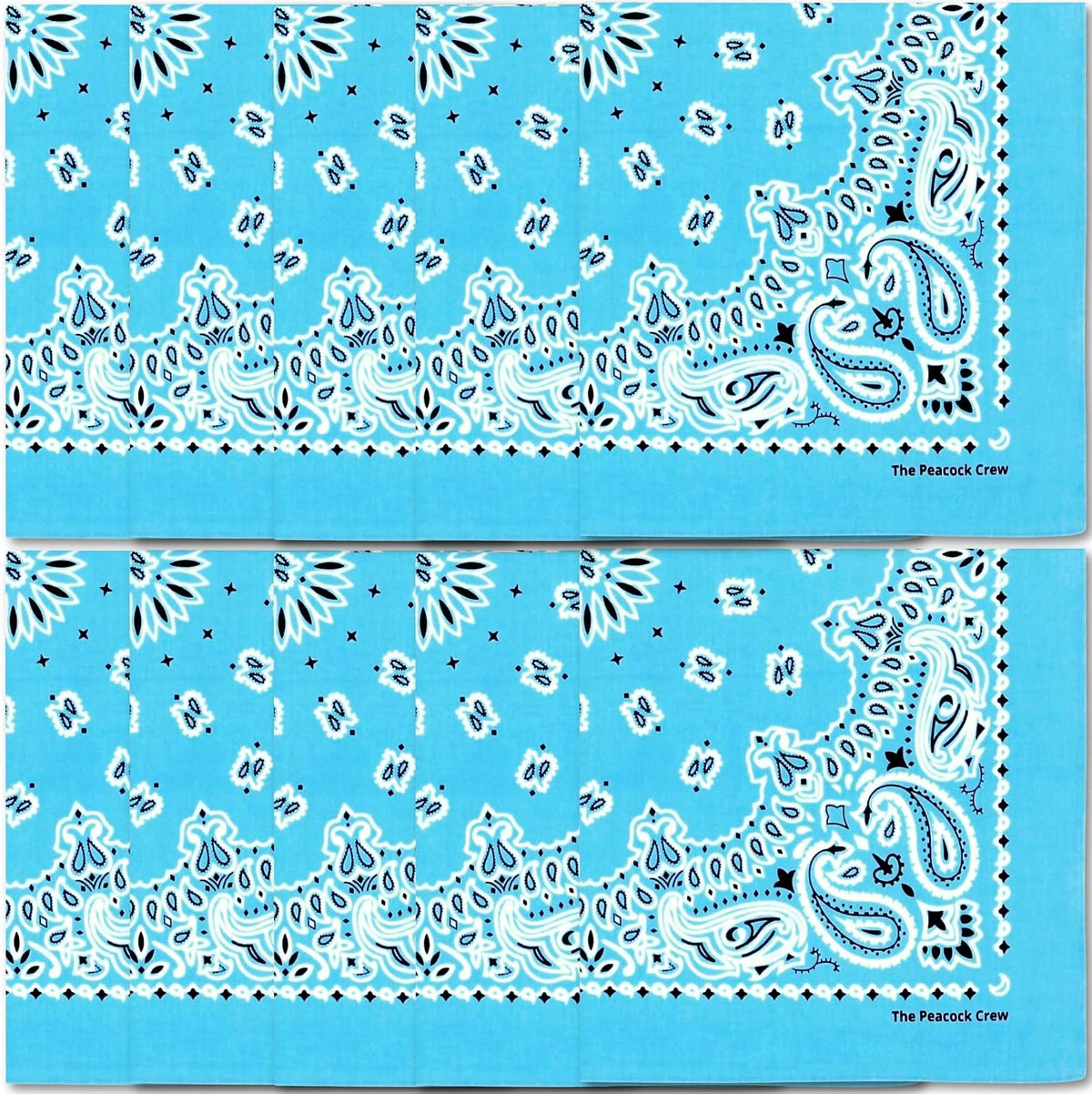 The Peacock Crew Premium Soft Cotton Bandanas Pack for Men and Women Paisley 22 x 22 inches