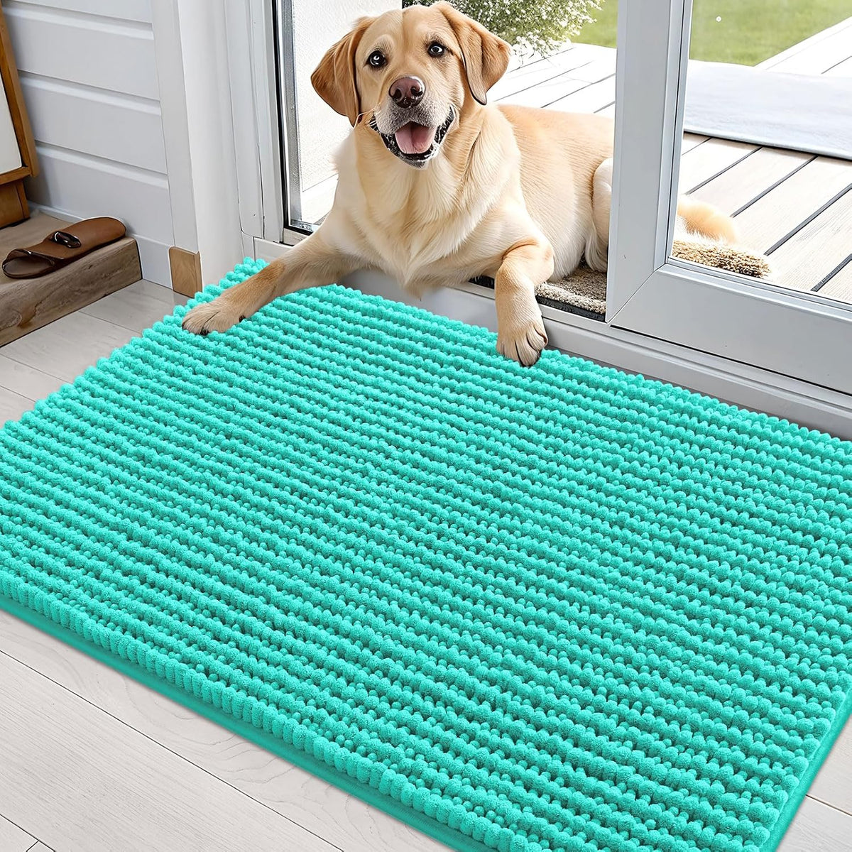 OLANLY Dog Door Mat for Muddy Paws 30x20, Extra Absorbent Chenille Mud Mat