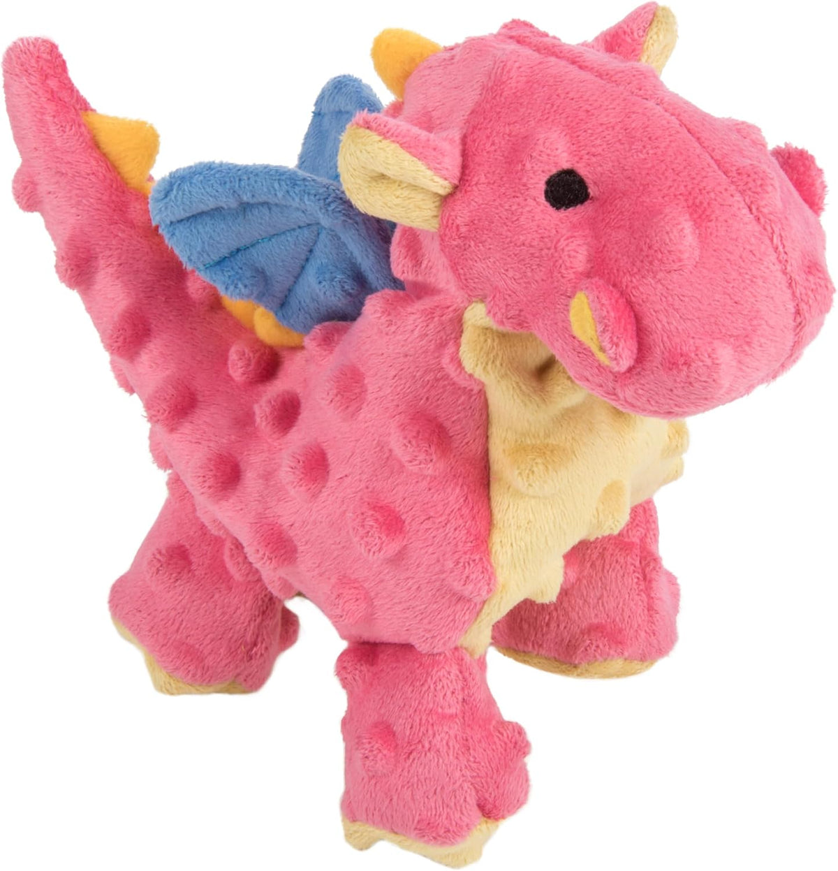 goDog Bubble Plush Dragons Squeaky Dog Toy, Chew Guard Technology - Coral, Large