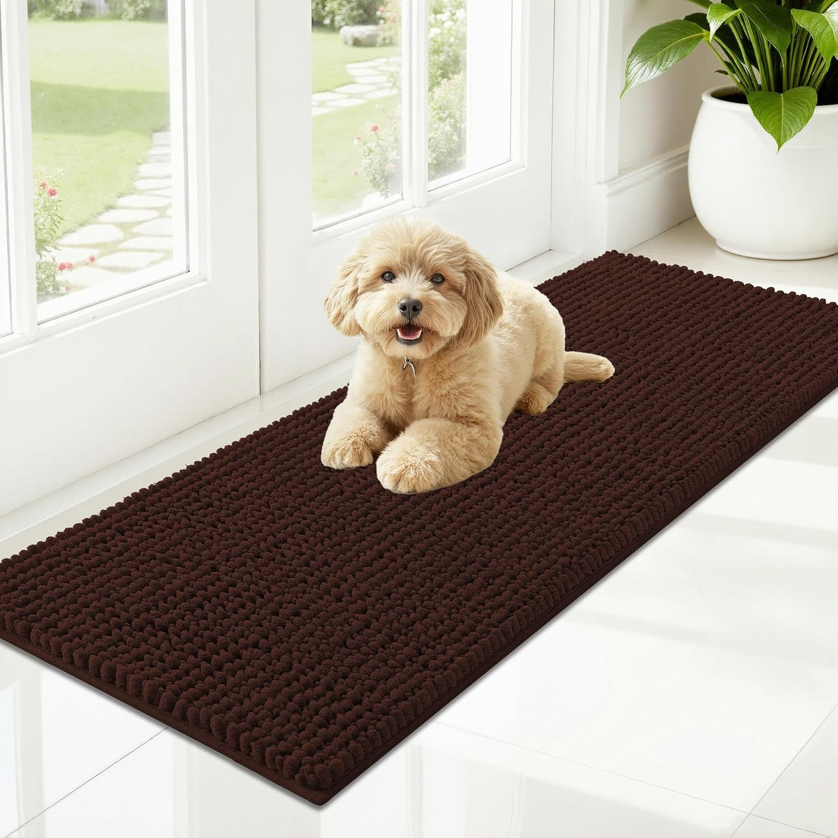 OLANLY Dog Door Mat for Muddy Paws 30x20, Extra Absorbent Chenille Mud Mat