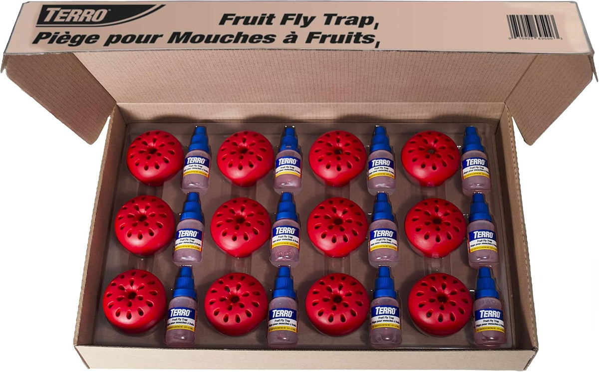 TERRO Fruit Fly Trap Refills, 4 Pack Liquid Bait Replacement for Home
