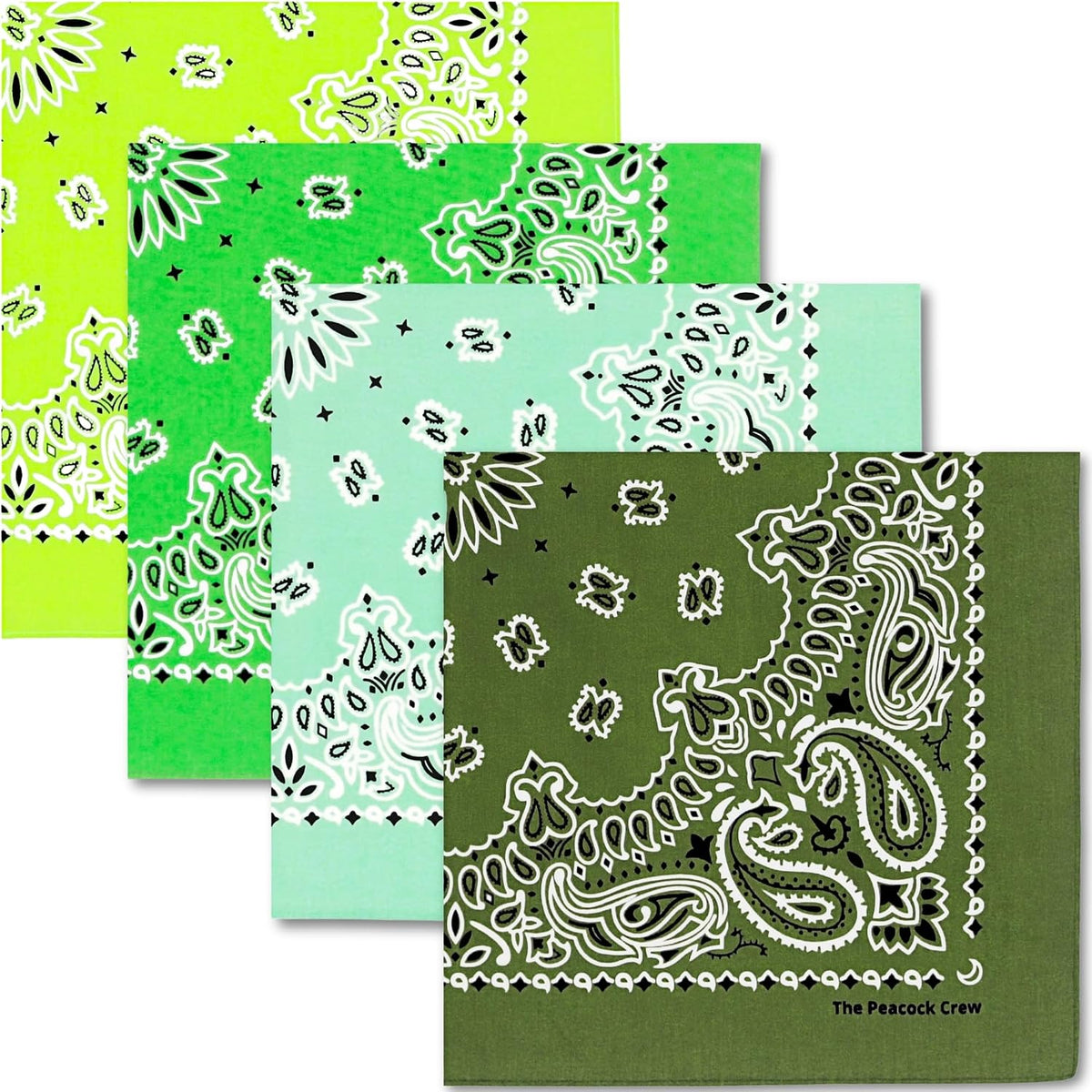 The Peacock Crew Premium Soft Cotton Bandanas Pack for Men and Women Paisley 22 x 22 inches