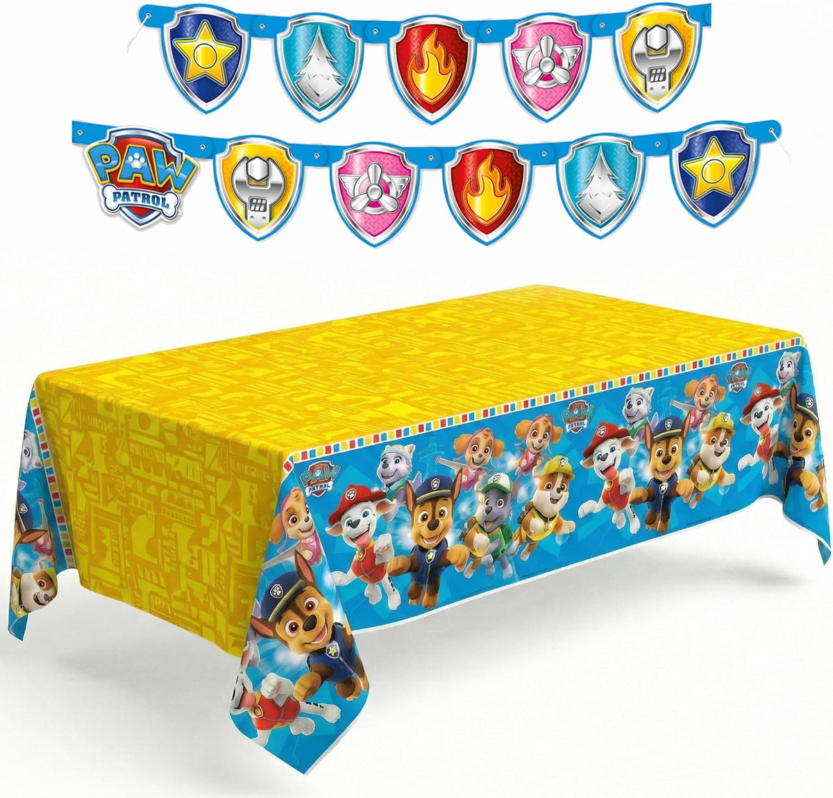 Paw Patrol Tablecloth and Paw Patrol Birthday Banner - Party Decorations