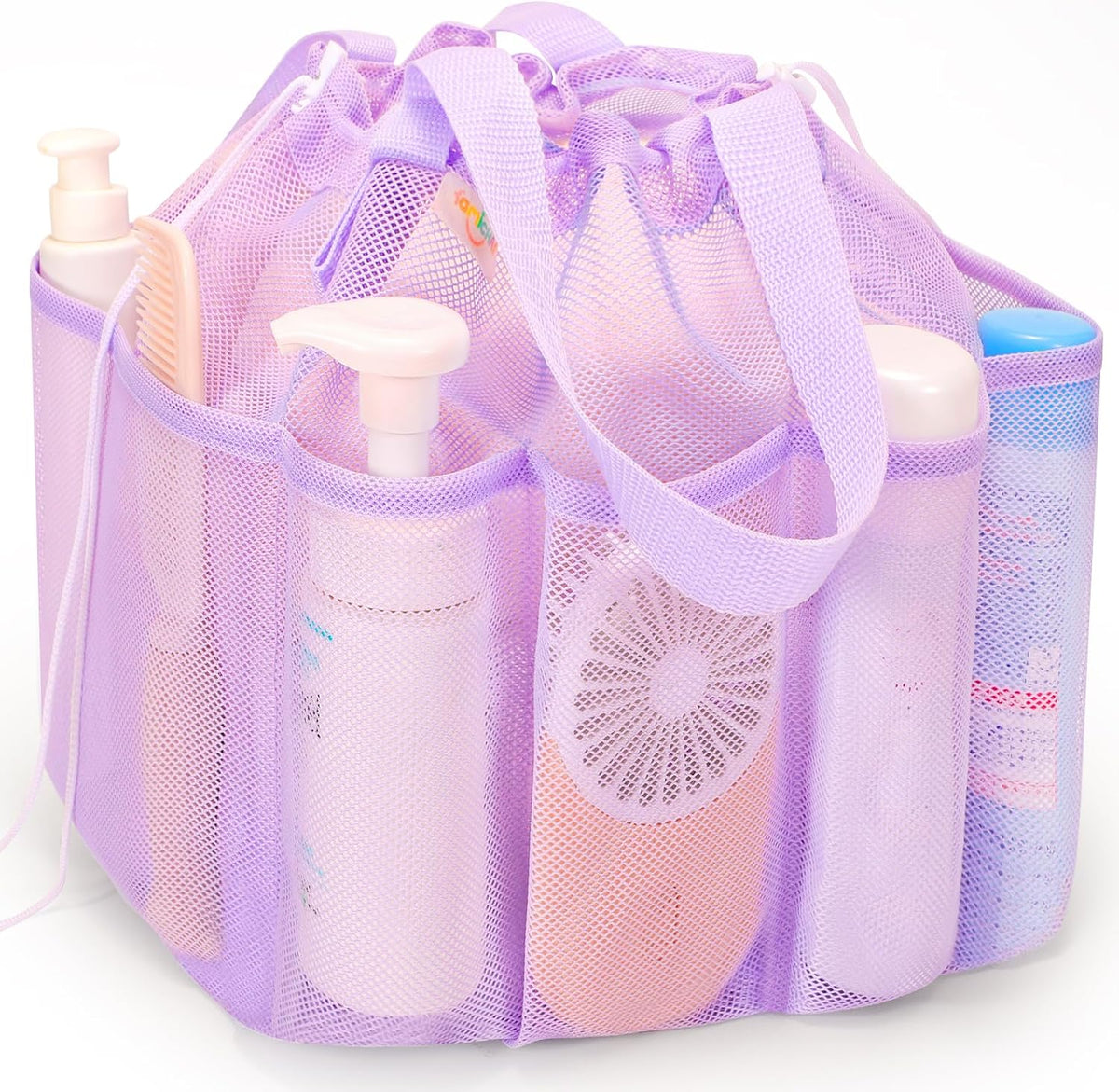 famichan Mesh Shower Caddy Portable with Drawstring, Dorm Room Essentials for College Students Girls, Large Shower Bag for Camping,Swimming,Gym,Travel,Bathroom - Pink