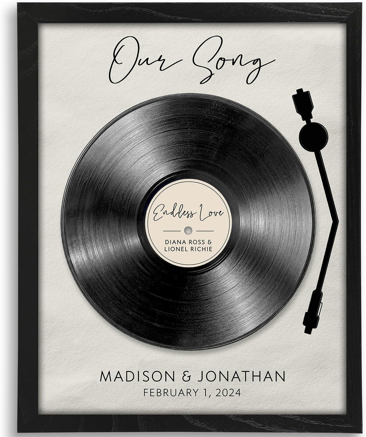 DREAM BIG PRINTABLES Customizable Couples Our Song Art Print | Personalized Wall Art with Your Favorite Song | Names and Date | Unique Romantic Gift for Anniversary | Wedding | or Valentine’s Day