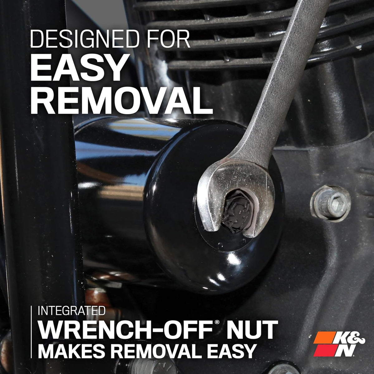 K&N Motorcycle Oil Filter: High Performance, Wrench Off Nut, KN-204-1