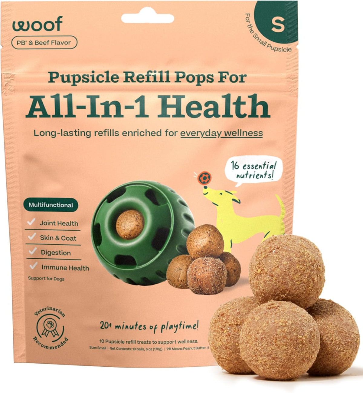 WOOF Hip & Joint Pupsicle Refill Pops - Dog Supplement for the Pupsicle Toy to Support Joint Health, Recovery, and Mobility - Large Pops