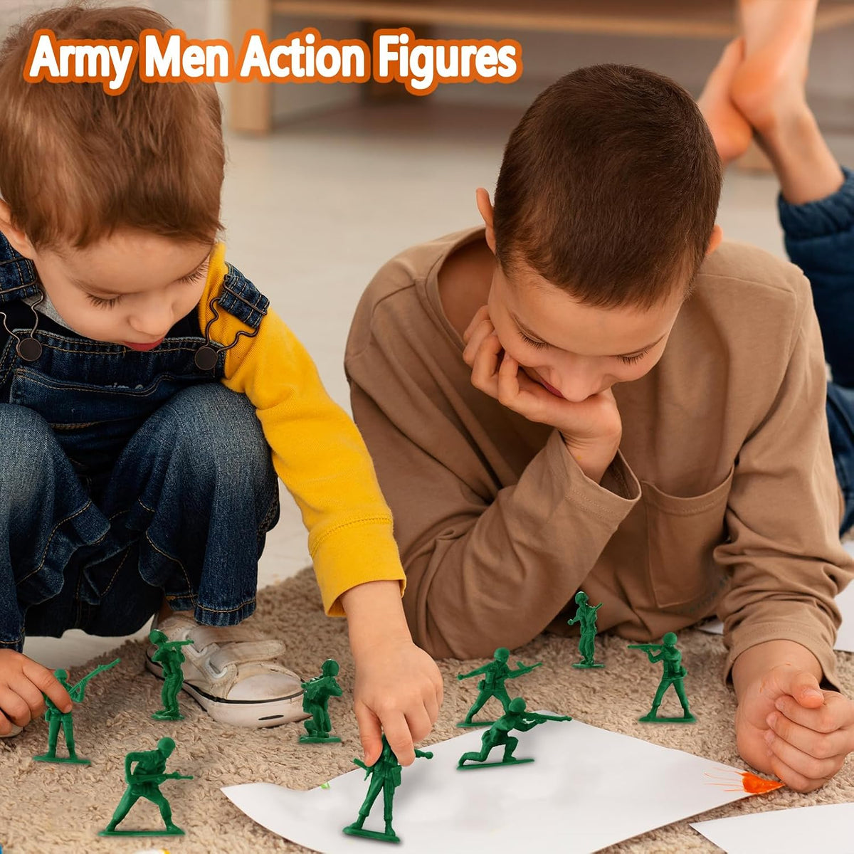 HAPTIME Toys for Boys, Toy Soldiers Set (50 pcs ) , Green Army Men Action Figures, Plastic Military Toys - Inspire Creative Play and Learning Adventures for Kids, Easter Egg Fillers