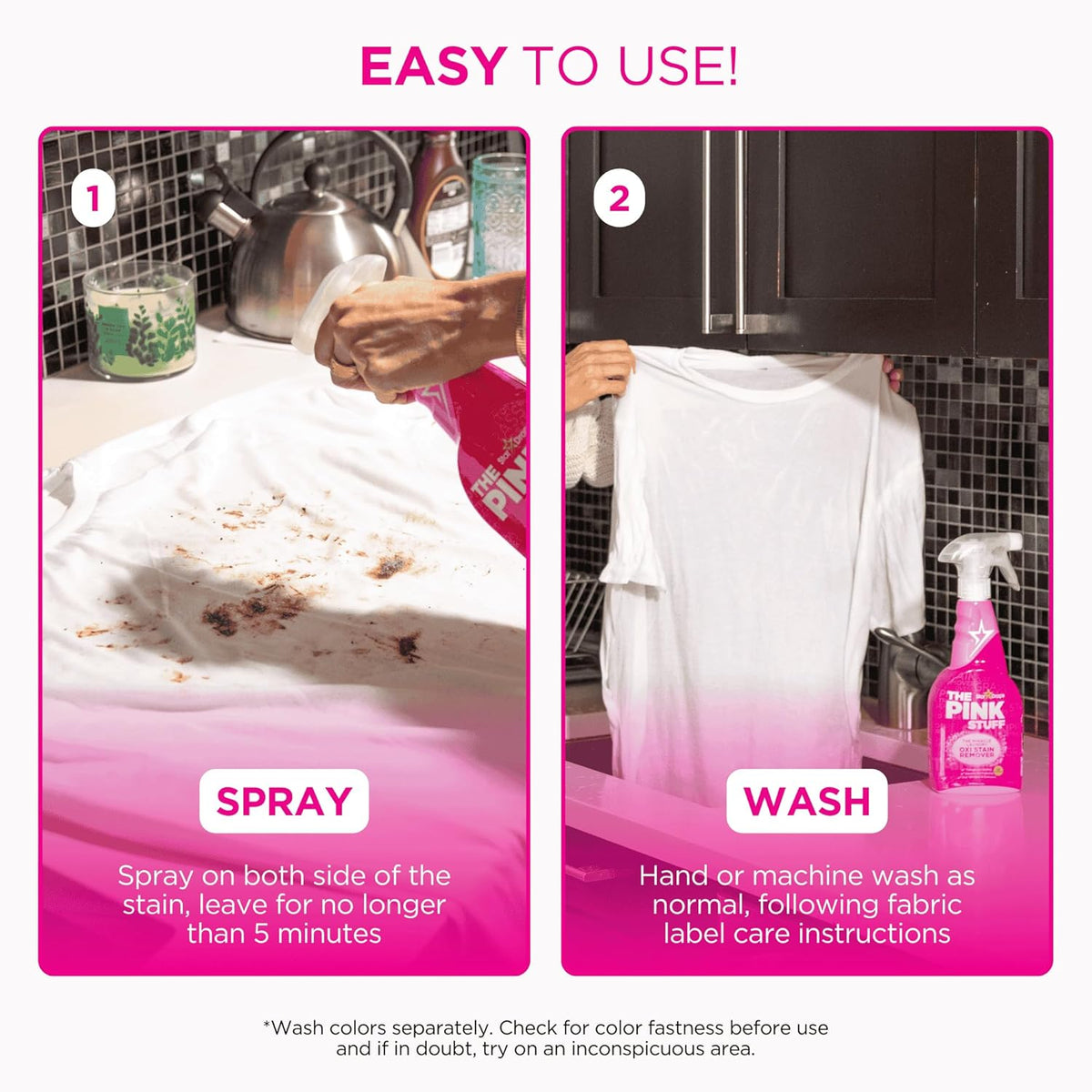 The Pink Stuff Miracle Laundry Oxi Stain Remover Spray, 16.9 Fl Oz