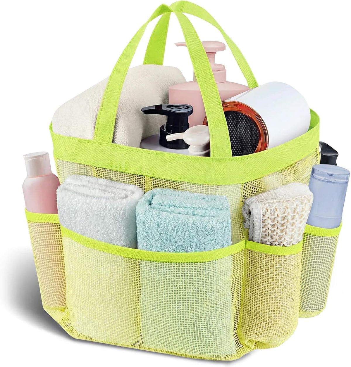 Mesh Shower Caddy Portable - 9 Pockets, Shower Bag for Dorm Room Camping