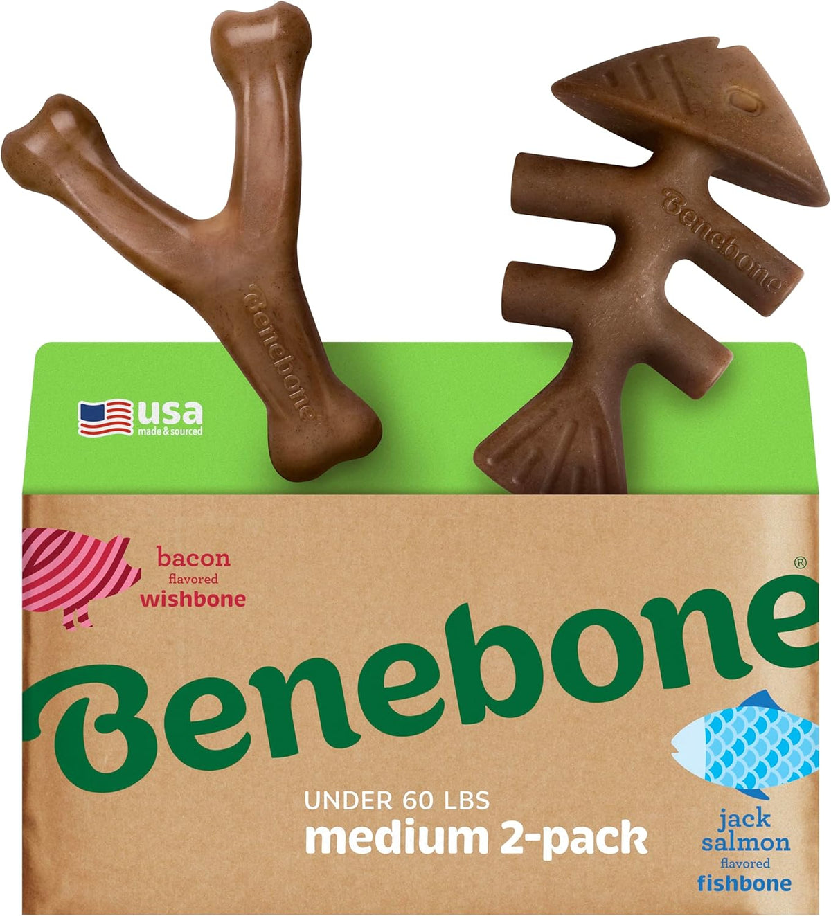 Benebone Small 4-Pack Dog Toys for Aggressive Chewers – Under 30 lbs | Durable, Multipack, Super Chewer, Made in USA, Dog Bones, Long-Lasting, A Size for Every Dog, Keeps Them Busy