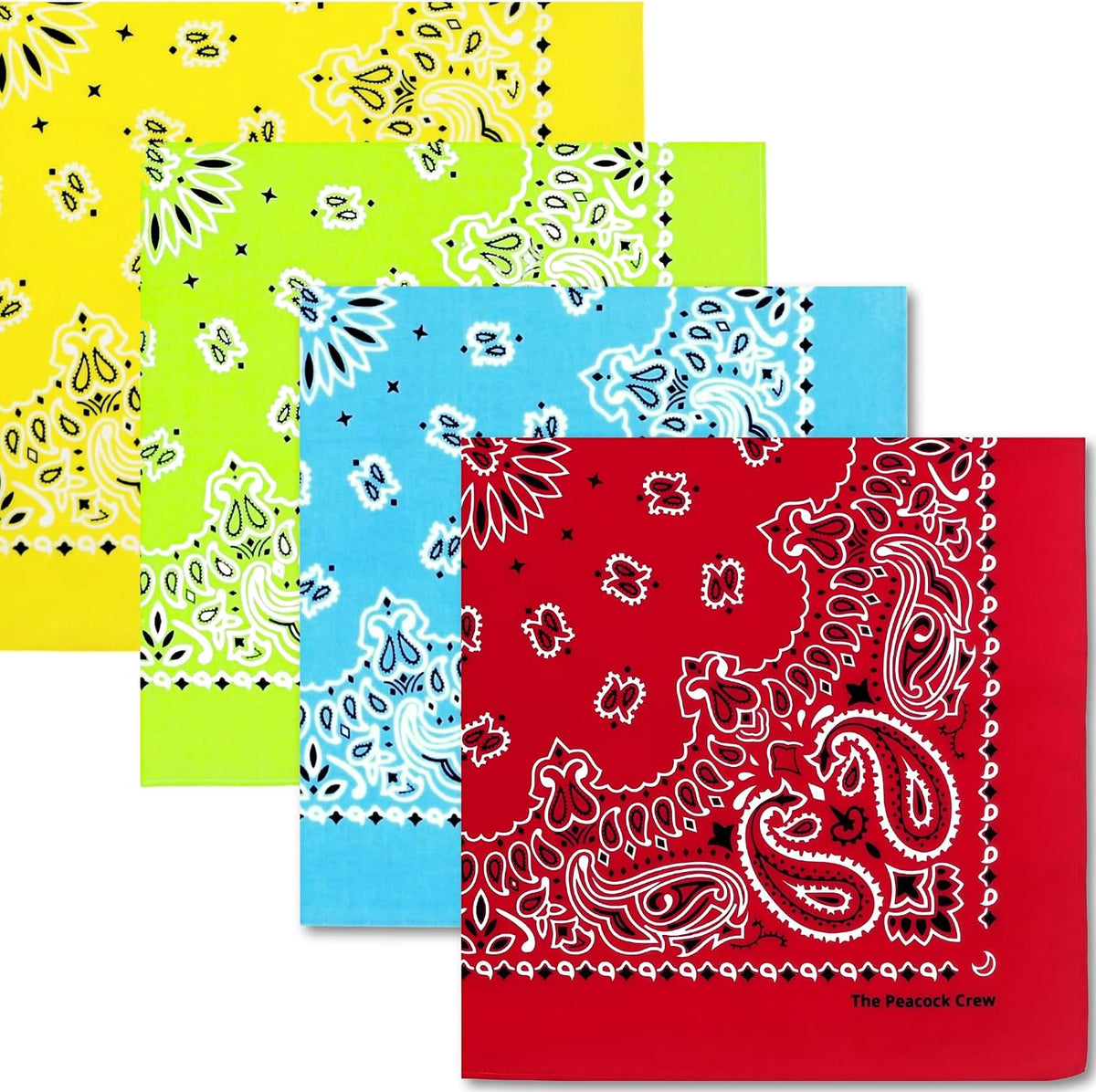The Peacock Crew Premium Soft Cotton Bandanas Pack for Men and Women Paisley 22 x 22 inches