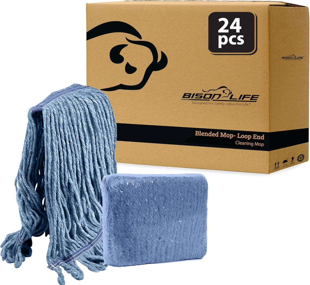 KLEEN HANDLER Heavy Duty Commercial Loop End Mop Head Replacement, 3 Pack