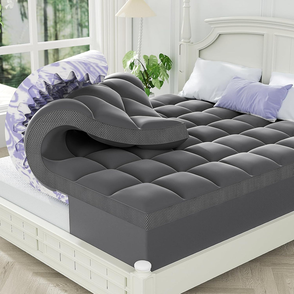 ChiXpace Dual Layer 4 Inch Memory Foam Mattress Topper Queen