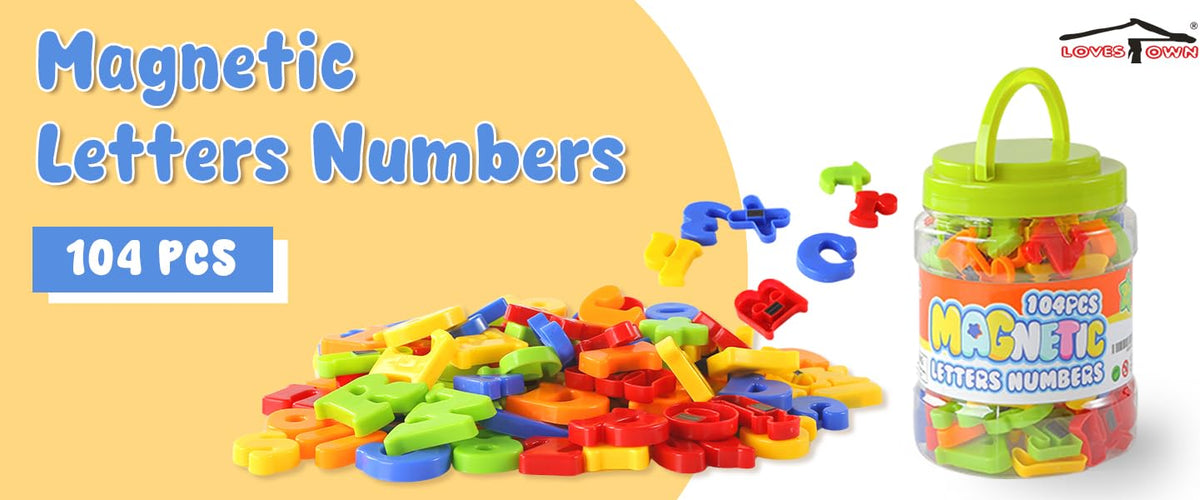 LovesTown 104 PCS Magnetic Letters Numbers, Uppercase and Lowercase