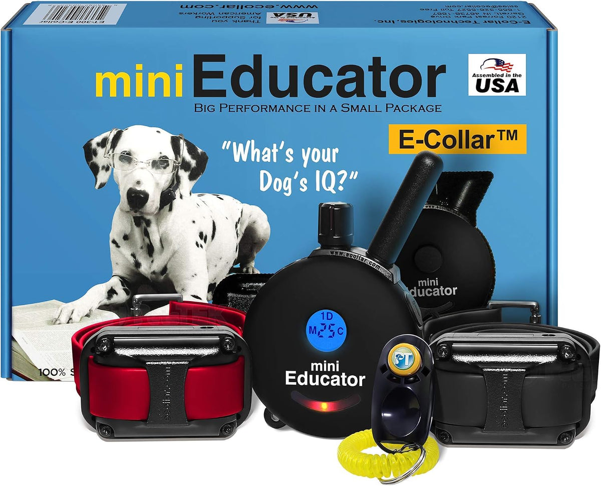 Educator ET-300 Black Mini E Collar for Dog Training with Remote - 1/2 Mile Range, Waterproof, 100 Blunt Stimulation Levels, Tone or Vibration Mode, Night Light Tracking for Small, Medium & Large Dogs