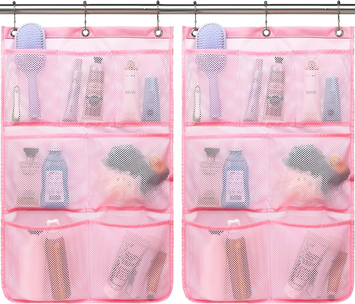 Fammart Mesh Shower Caddy Portable for College Dorm Room Essentials, Odorless Polyester Large Shower Tote Bag with Dual Handles, 8-Pocket Quick-Dry Toiletry Organizer for Travel, Beach, Camping, Gym