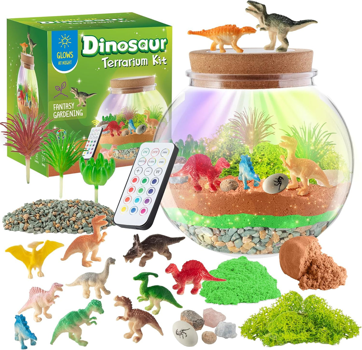 JOYEEMAX Unicorn Light-Up Terrarium Kit for Kids - LED Night Light Birthday Gift for Girls Ages 4 5 6 7 8-12 Year Old - Unicorn Toys for Girls - DIY Arts and Crafts Kit for Kids