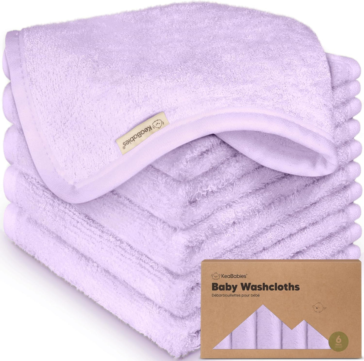 6-Pack Baby Washcloths, Soft Absorbent Washcloths for Face, Body (White)