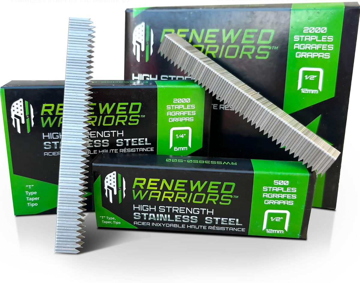 T50 Stainless Steel Staples 1/2 Marine; T/50 Type (1/2" in Leg; 3/8" Crown) T-50 Staples - (500 Count Pack)