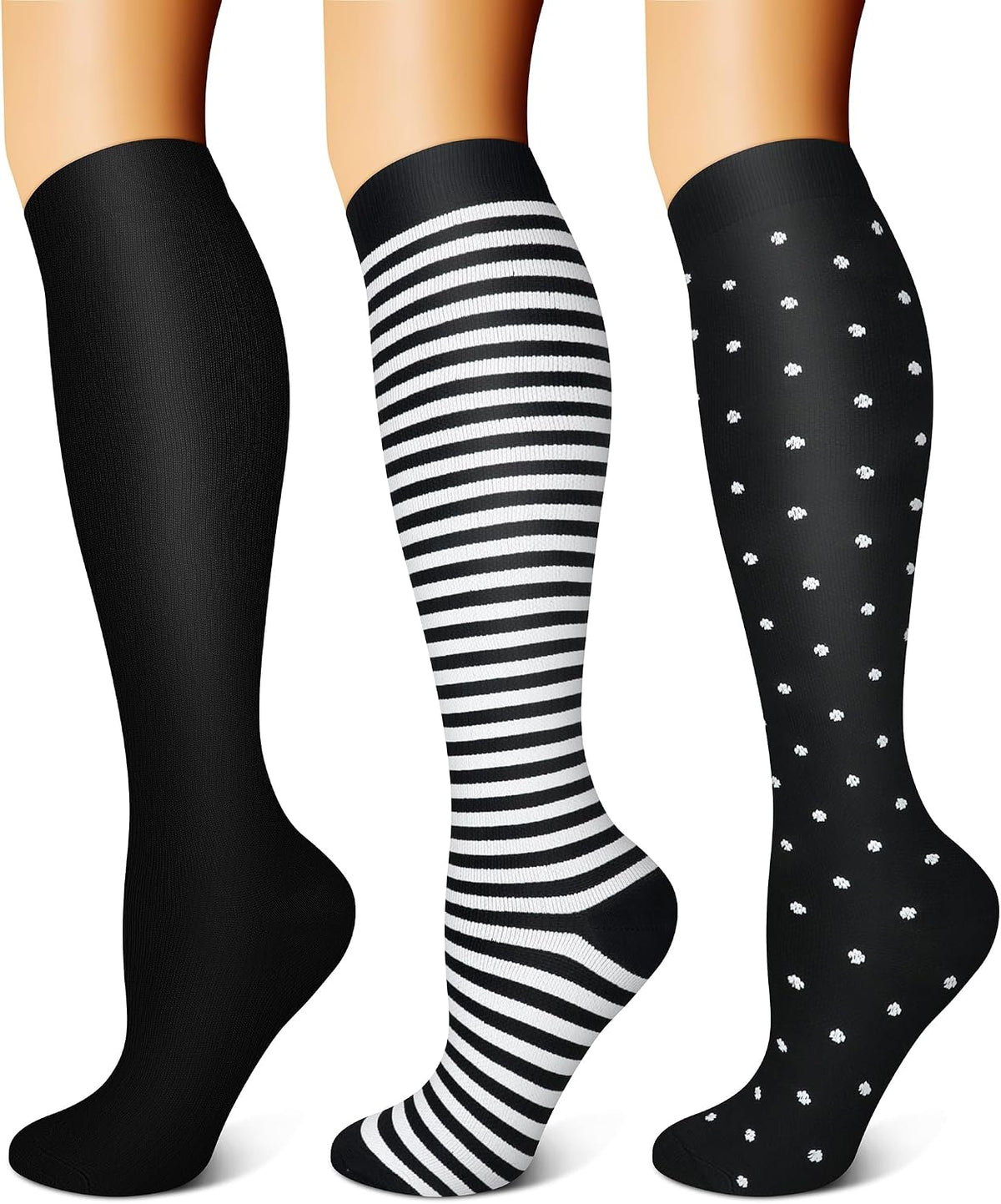 FEYHAY Copper Compression Socks (3 Pairs) 15-20 mmHg Circulation is Best Athletic & Daily for Men & Women, Running, Climbing