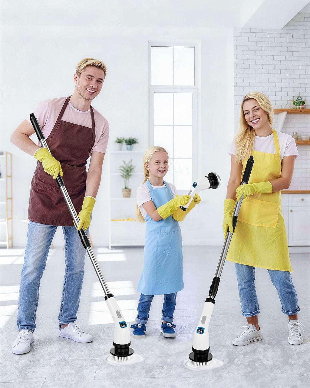 Electric Spin Scrubber with Long Handle | Shower Cleaner Brush for Bathroom