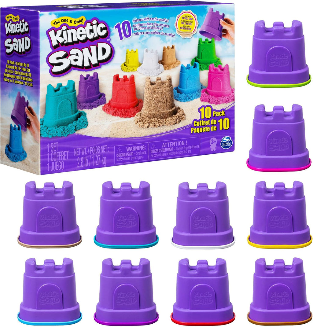Kinetic Sand Castle Containers 10-Pack Moldable Sensory Toys, Ages 3+