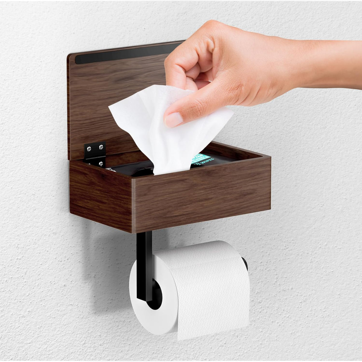 Day Moon™ - Matte Black Toilet Paper Holder Wall Mount - Modern Roll Holder