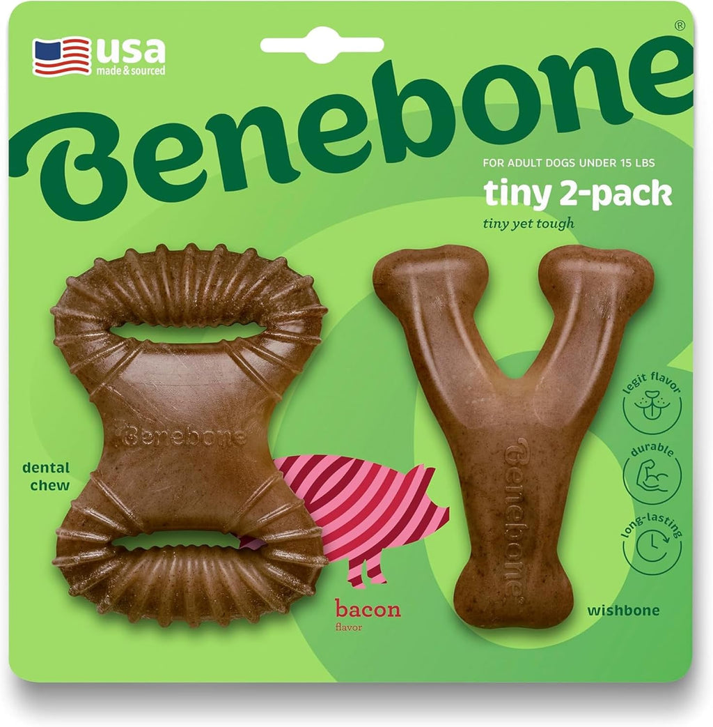Benebone Small 4-Pack Dog Toys for Aggressive Chewers – Under 30 lbs | Durable, Multipack, Super Chewer, Made in USA, Dog Bones, Long-Lasting, A Size for Every Dog, Keeps Them Busy