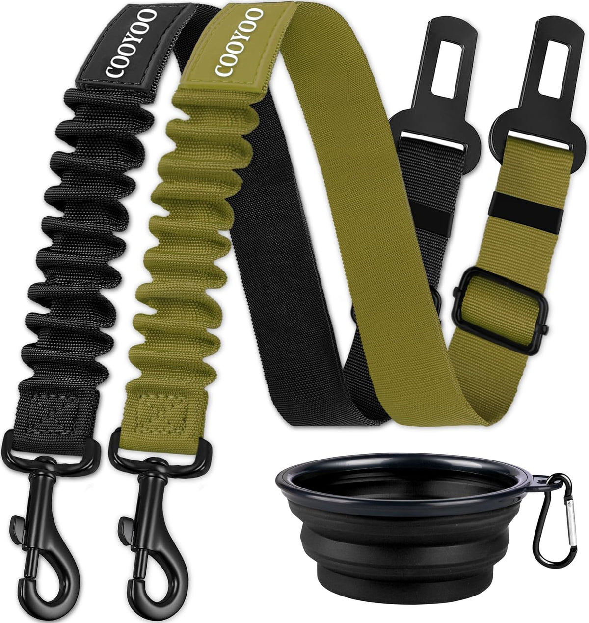 COOYOO Dog Seat Belt, Durability Retractable Dog Car Harness Adjustable Dog Seat Belt for Vehicle Nylon Pet Safety Seat Belts Heavy Duty & Elastic (1 Pack Black)