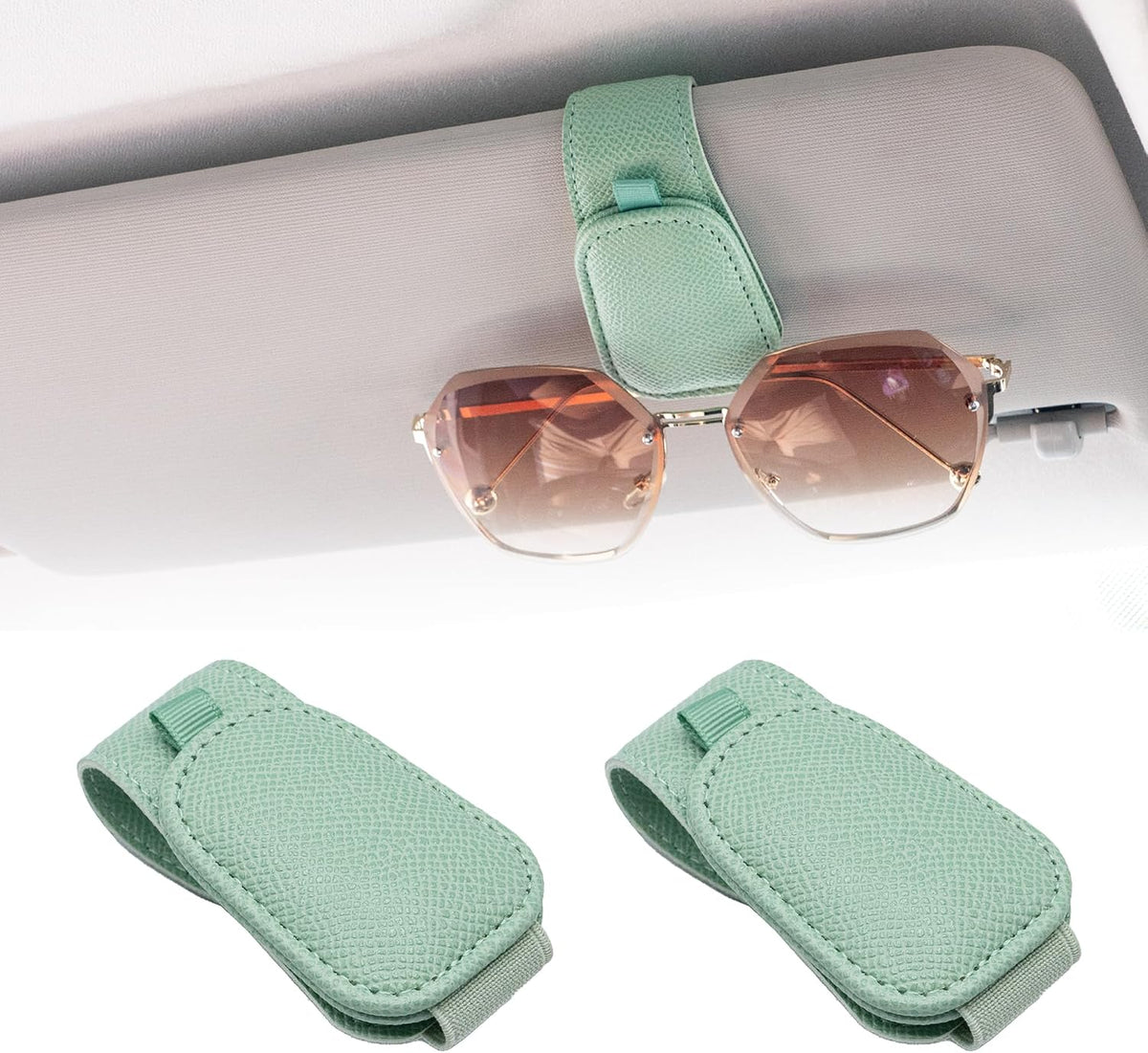 Yuoyar 2 Packs Magnetic Sunglass Holder for Car Visor (Grey)