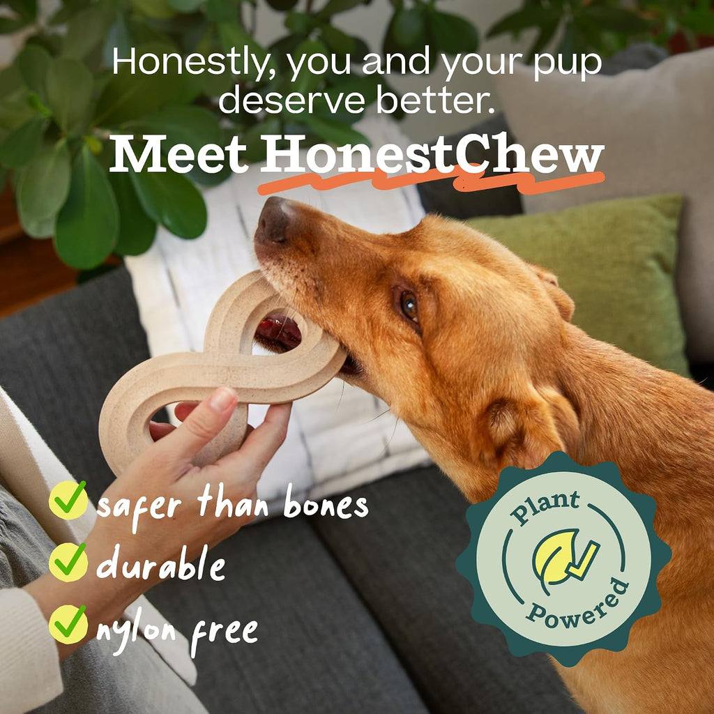 WOOF HonestChew Infinity Dog Chew Toy for Dogs Under 25 lbs | Plant-based materials, easy-grip design, splinter-resistant, durable chew, supports dental care