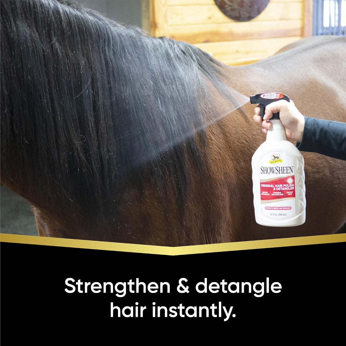 Absorbine ShowSheen Hair Polish & Detangler, 32 fl oz Quart Spray Bottle